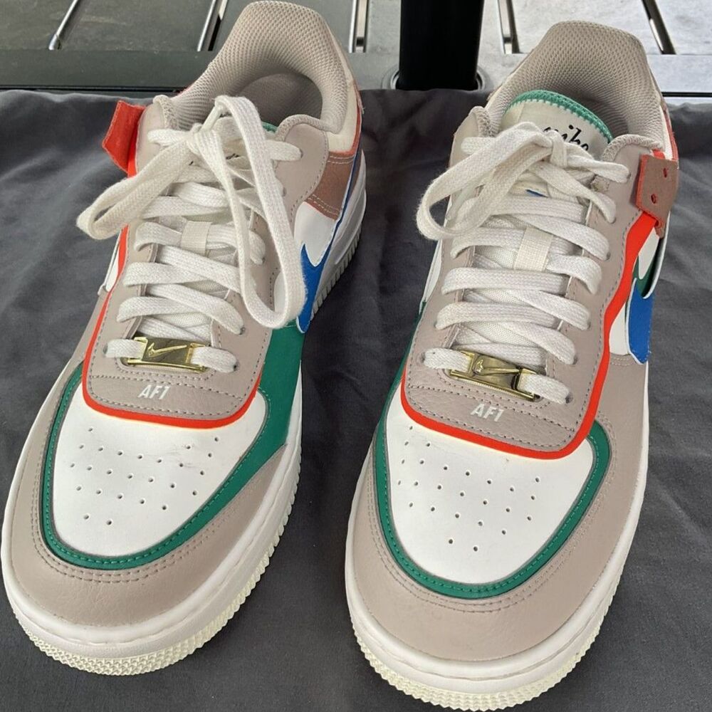 Nike Air Force 1 White Green Blue Orange Sneakers